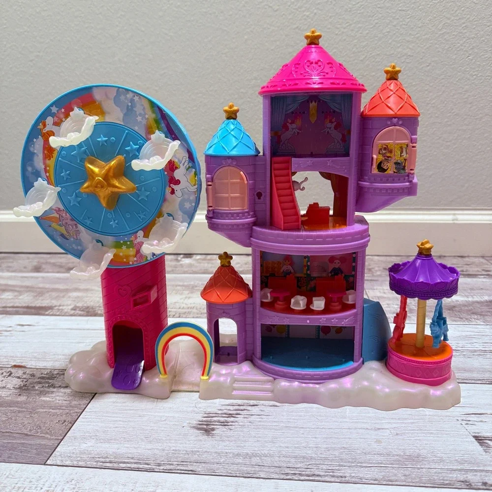 Polly Pocket Rainbow Castle Playset Ferris Wheel‎ Carousel - Not complete